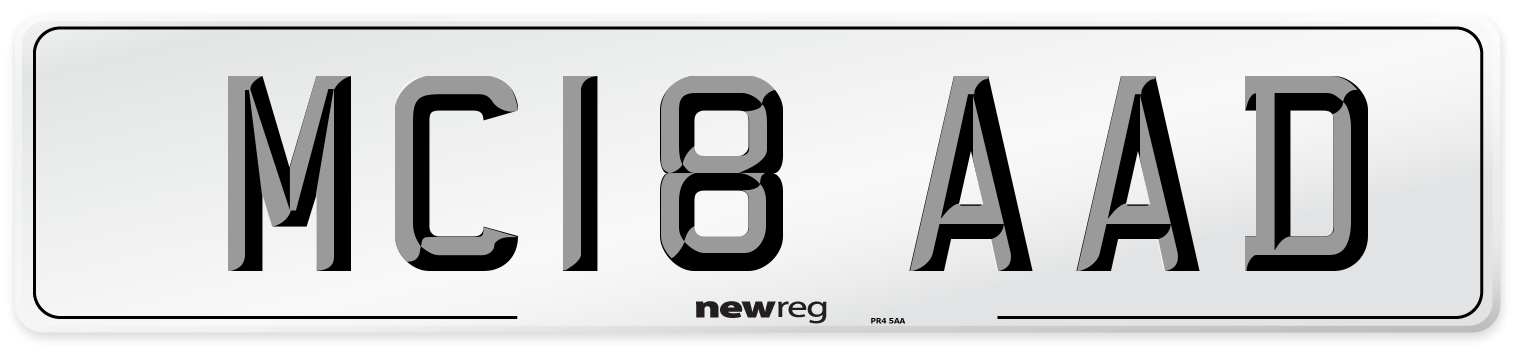 MC18 AAD Number Plate from New Reg